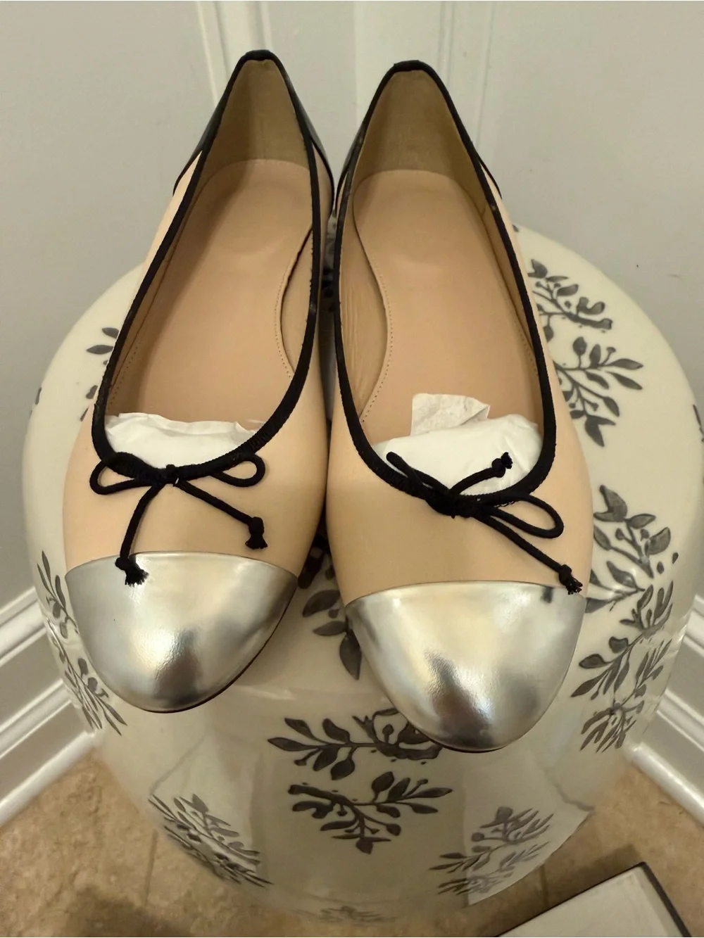 2013 NIB J.Crew Kiki Contrast Cap-Toe Ballet Flats - Italian Leather